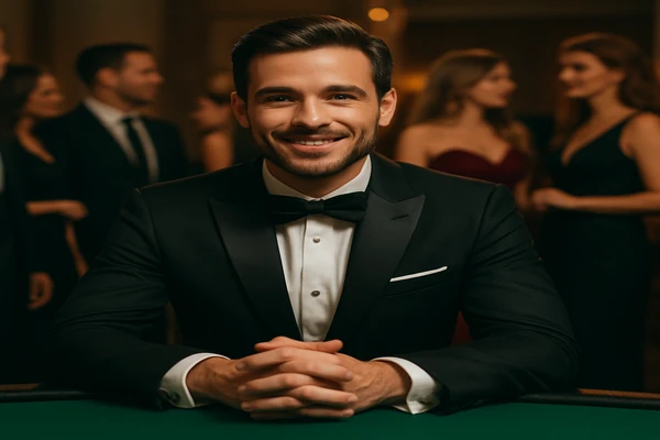 নিয়ন আলোয় জ্বলমান আধুনিক ক্যাসিনো পরিবেশে স্টাইলিশ উপস্থাপনা